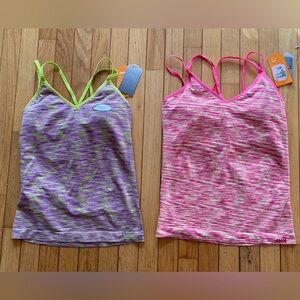 Avia Women’s Double-Strap Space-Dye Tank Tops - Pink & Green Mix NWOT